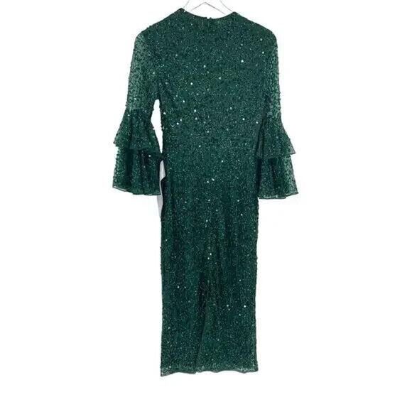 Mac Duggal Emerald Sequin Midi Dress - Picture 4 of 5